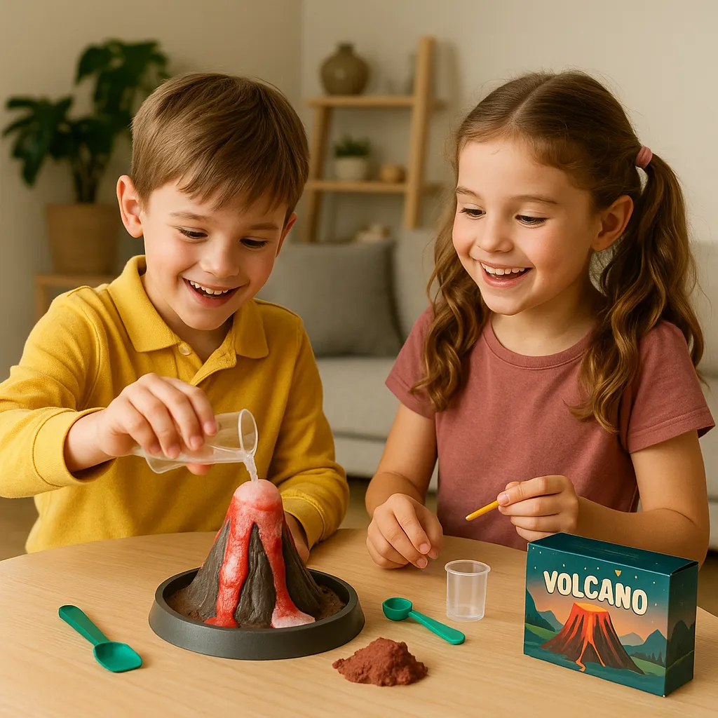 bild eines kindes mit Vulkan-Bauset Für Kinder